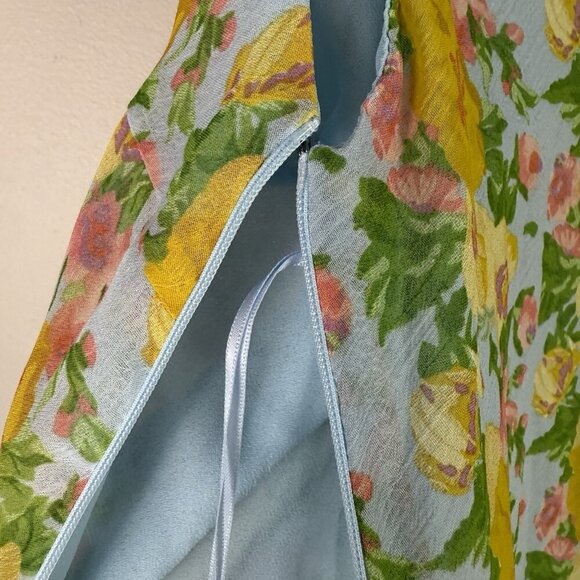 ASTR The Label Floral Ruffle Maxi Dress Blue Yellow Pink Size S Read Side Zipper - Picture 9 of 11